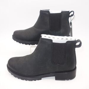 NEW Sorel Emelie II Chelsea Waterproof Black Leather Boots Women's 7.5